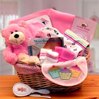 Simply The Baby Basics New Baby Gift Basket -Pink