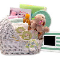 Welcome Baby Bassinet New Baby Basket-Yellow/Teal