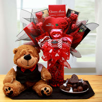 You're My Hearts Desire Chocolate Valentine Bouquet with Tuxedo Bear