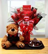 You're My Hearts Desire Chocolate Valentine Bouquet with Tuxedo Bear